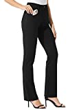 Willit 31" Women's Yoga Dress Pants Bootcut Work Slacks Pants Stretch Office Casual Belt Loops Pants 4 Pockets Black M