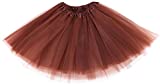 Simplicity Womens Classic Elastic, 3 Layered Tulle Tutu Skirt, Coffee One size fits all