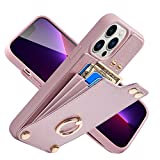 LAMEEKU for iPhone 13 Pro Max Wallet Case with Card Holder, Leather Kickstand Card Slots Case, 360Rotation Ring Stand, RFID Blocking Protective Cover for Women for iPhone 13 Pro Max 6.7'' Rose Gold