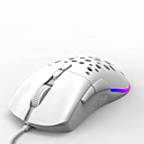 Mini Ultralight Gaming Mouse RGB Backlit Gaming Mice with Weight Tuning,Extra Interchangeable Back Plate,12,000 DPI Optical Sensor 7 Programmable Buttons Ergonomic for Windows PC Gamers(White)