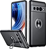 okzilla for Google Pixel 7 Pro Case, with [360 Rotation Ring Bracket Stand] [No Fall-Off Kickstand] [Military Grade Drop Protection] Slim Thin Shockproof Phone Case Cover 6.7 inch - Black