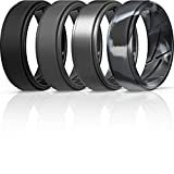 ThunderFit Silicone Wedding Ring for Men (Black, Dark Grey, Grey Camo, Gunmetal, 9.5 - 10 (19.8mm))