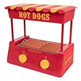 Nostalgia Countertop Hot Dog Roller and Warmer, 8 Regular Sized, 4 Foot Long Hot Dogs and 6 Bun Capacity, Stainless Steel Perfect For Breakfast Sausages, Brats, Taquitos, Egg Rolls