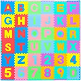 ProSource Kids Puzzle Alphabet, Numbers, 36 Tiles and Edges Play Mat, 12" by 12",Abc & 123