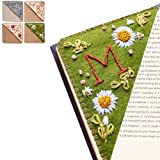 Personalized Hand Embroidered Corner Bookmark 26 Letters Felt Triangle Corner Page Bookmark Handmade Stitched Book Marker Cute Flower Bookmarks for Book Reading Lovers Meaningful Gift (M, Summer)