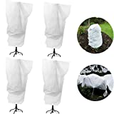 Alpurple 4 Packs Winter Drawstring Plant Covers-23.6 x 31.5 Inch Warm Plant Protection Cover Bags, Frost Cloth Blanket Protecting Fruit Tree Potted Plants from Freezing Animals Eating