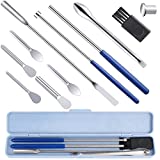 11 Piece Capsule Filling Machine Kit for Pill Filler - All Sizes # 000 00 0 1 2 3 4 5 Micro lab Spoons Spatula Tool for Gel Capsules Empty Quickly Fill Tray with Herb Powder Tamper Tools