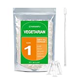 wananfu Size 1 Empty Capsules Vegetarian (100 Count) Bundle with Micro Lab Spoon, Clear Fillable Veggie Pill Capsules Size 1 for Making Your Own Supplements