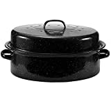 JY COOKMENT Granite Roaster Pan, 19 Enameled Roasting Pan with Domed Lid. Oval Turkey Roaster Pot, Broiler Pan Great for Turkey, Chicken, Lamb, Vegetable. Dishwasher Safe Cookware Fit for 20Lb Turkey