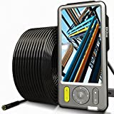 50FT Sewer Camera 5'' Larger IPS Screen, DXZtoz Dual-Lens Endoscope Camera for Drain Pipe Plumbing Plumbers Inspection, 1080P Waterproof Semi-Rigid Snake Camera with Light[Upgraded]