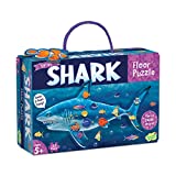 Peaceable Kingdom Shiny Shark Floor Puzzle  53-Piece Giant Floor Puzzle for Kids Ages 5 & up  Fun-Shaped Puzzle Pieces  Great for Classrooms