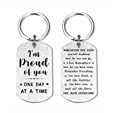 Laluminter Sobriety Gifts for Women Men - Living Sober Keychain - AA NA Alcoholics Anonymous Recovery Gift Item