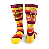 Gone For a Run Run Now Gobble Later | Running Woven Mid Calf Socks Thanksgiving Socks | Large