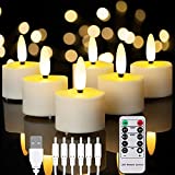Homemory Rechargeable Candles Tea Lights with Remote Timer, LED Tea Lights Candles Battery Operated, Rechargeable Flameless Candles for Home Decor Seasonal Decor, Dia 1-1/2 X H 2-1/3'', 6-Pack