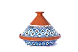 Kamsah Hand Made and Hand Painted Tagine Pot | Moroccan Ceramic Pots For Cooking and Stew Casserole Slow Cooker (Large, Supreme Turquoise)