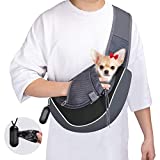 Nobleza Dog Sling Carrier, Mesh Adjustable Pet Sling Hand Free Puppy Sling Carrier for Small Medium Dog Cat Rabbit (S (up to 5 lbs), Black)