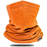 Neck Warmer Gaiter Winter Fleece Neck Cover Balaclava Windproof Face Cover Mask for Ski Motorcycle (Orange, 1)