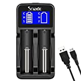 Intelligent Charger, Snado LCD Display Universal Smart Charger for Rechargeable Li-ion Batteries 18650 18490 18350 17670 17500 16340 14500, Ni-MH/Ni-Cd A AA AAA Batteries (2 Slots)