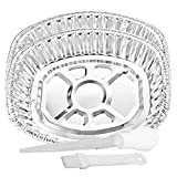 Nicole Fantini Extra Large Heavyduty Disposable Durable Turkey Roaster Aluminum Pans, Oval Shape for Chicken, Meat, Brisket, Roasting, Baking, Recyclable ALONG WITH ONE FREE 3PCS BASTING SET: 2 Pans