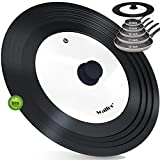 Walfos Universal Pan Lid - Pot Lid for Pots, Pans and Skillets, with Unique Enlarged Heat Resistant Silicone Rim and Tempered Glass, Fits 8" to 12" Diameter Cookware, BPA Free (1 Piece)