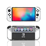 ECHZOVE Switch OLED Case, Protective Case for Nintendo Switch OLED, Grip Cover Protector for Switch OLED with 6 Game Storage,Shock-Absorption & Anti-Scratch (Clear)