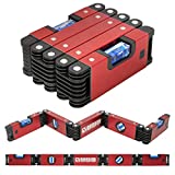 LARMEIL 28'' Foldable Level, 5 Sections Measuring Folding Magnetic Level with 4 Easy-Read Level Bubbles 45/90/180, Powerful Measurement Tools for Carpenters, Woodworkers, Fabricators
