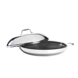 HexClad Hybrid Nonstick 14-Inch Frying Pan with Tempered Glass Lid, Dishwasher and Oven Safe, Induction Ready, Compatible with All Cooktops