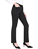 BALEAF Women's Petite Yoga Dress Pants Black Stretchy Work Slacks Business Casual Trousers with Pockets 29" Black M