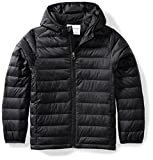 Amazon Essentials Boys' Lightweight Water-Resistant Packable Hooded Puffer Coat, Black, XX-Large