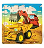 Puzzled Dump Truck & Excavator Jigsaw Puzzle - Easy to Play Construction Cars Wooden Puzzle, Fun Educational Toy Puzzle Game Learning Activity for Kids - Work Vehicles 20 Piece Puzzle Size 8x8 Inch