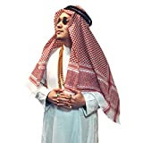 Adult Men Arab Head Scarf Keffiyeh Middle East Desert Shemagh Wrap Muslim Headwear Arabian Costume Accessories (Red)