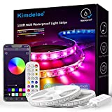 Kimdelee 100ft 66ft 33ft Waterproof Led Light Strips, 12v RGB Outdoor Strip Rope Lights, Color Changing with App Bluetooth Music Sync, Christmas Lights Decor (100ft)