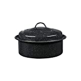 Granite Ware 3 lb. Capacity Covered Round Roaster, Speckled Black Enamel on Steel