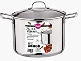 Gourmet Edge 20-Quart Stock Pot - Stainless Steel Soup Pots with Lid as Dishwasher and Oven Safe Cookware, Silver