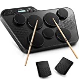 Donner Electronic Drum Set, 7 Pad Digital Portable Drum Kit, Tabletop Drum Pad Machine with Digital Panel, Built-in Speakers, Headphones Jack, PC connection Support, Ideal Holiday Gift(DED 60T)