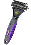 Hertzko Pet Dematting Tool Removes Loose Undercoat, Mats and Tangled Hair- Cat Matted Fur Remover for Cats & Dogs - Great Grooming Comb Tool for Brushing, Dematting and Deshedding. (Grey)
