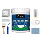 DWIL Tile Paint Tub and Tile Refinishing Kit - Low Odor Tub Refinishing Kit White, Easy to Use Bathtub Paint DIY Sink Paint for Bathroom, Kitchen, Tub Paint Kit Waterproof with Tools, Semi-Gloss White