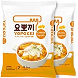 Yopokki Instant Tteokbokki Pack (Cheese, Pack of 2) Korean Street food Topokki Rice Cake - Quick & Easy to Prepare