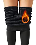 AHLW Winter Warm Fleece Lined Leggings for Women Thermal Tight Leggings Elastic Soft Comfortable Velvet Pants Black