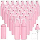 35 Pack Plastic Foam Bottles Travel Soap Dispenser Bottles with Pump Mini Liquid Foaming Soap Bottles for Refillable Hand Sanitizer Lash Cleanser Shampoo Castile Pink(60ml)