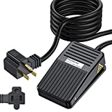 Foot Switch, Mellbree Foot Pedal Switch 6.5ft Momentary Power Switch Cable [UL Listed] with US 3-Prong Piggyback Plug for Woodworking Machine Control and Food Grinder (16A, 250VAC, Plastic Pedal)