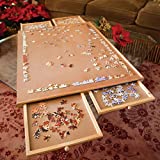 Bits and Pieces Jumbo Size Puzzle Tray-Smooth Wood Fiberboard Working Surface Four Sliding Drawers Finish This Puzzle Storage System