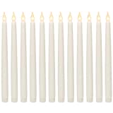 WYZworks Set of 12, 11" LED Flameless Ivory Real Wax Taper Flickering Candles Lights, Battery Operated Candlesticks for Holiday Christmas Valentine Menorah Candelabra Home Wedding Window Dcor