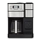 Cuisinart SS-GB1 Coffee Center Grind and Brew Plus, Built-in Coffee Grinder, Coffeemaker and Single-Serve Brewer with 6oz, 8oz and 10oz Serving Size, Black/Silver, 12-Cup Glass