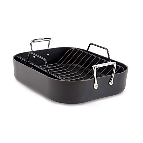 All-Clad E7649764 HA1 Hard Anodized Nonstick Dishwasher Safe PFOA Free Roaster Cookware, 13-Inch by 16-Inch, Black