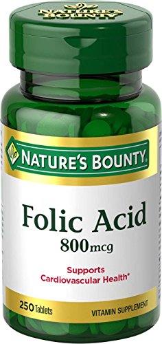 Nature's Bounty Folic Acid Supplement, Supports Cardiovascular Health, 800mcg, 250 Count(Pack of 3)