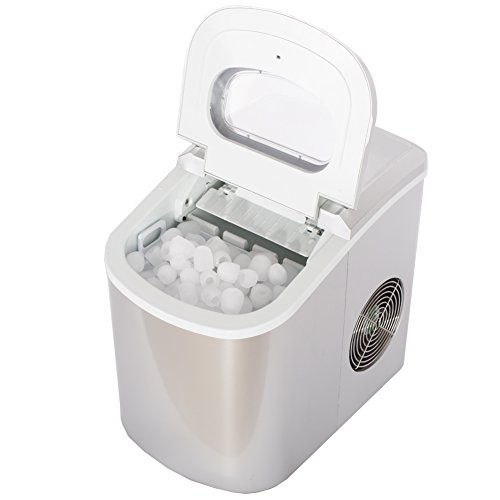 Countertop Ice Maker Portable Nugget Ice Machine Chewable Compact Mini Ice Chip Maker Nugget Machine Produce 26lbs per Day Bullet Ice Cube, Silver SMETA