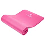 ProsourceFit 1/2 in Extra Thick Yoga Pilates Exercise Mat, Padded Workout Mat for Home, Non-Sip Yoga Mat for Men and Women, Pink, 71 in x 24 in