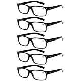 Reading Glasses 5 Pairs Quality Readers Spring Hinge Glasses for Reading for Men and Women (5 Pack Black, 2.00)