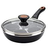 Farberware Glide Ceramic Nonstick Dishwasher Safe Egg Poacher Pan/Skillet with 4 Poaching Cups and Lid, 8 Inch, Black